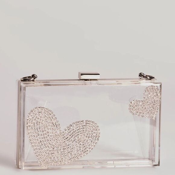 Heart's Content Rhinestone Clear Box Bag - Picture 4 of 5